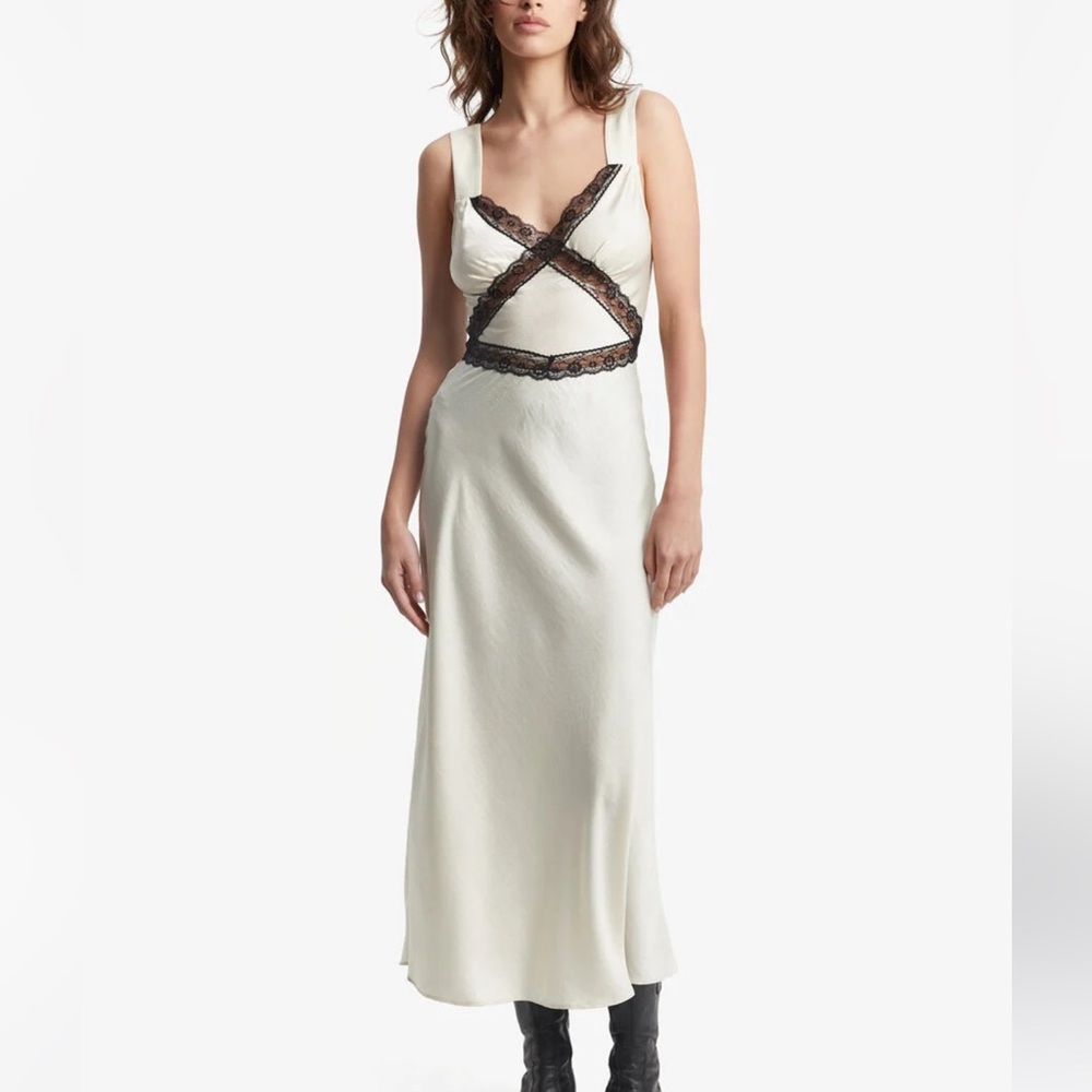 BARDOT Emory Lace Slip Dress In Black/White